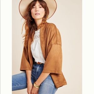 Anthropologie Scarlett Suede Kimono Tan